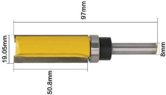 D-48692, Fraise à chanfreiner (pour défonceuse) à roulement 2 taillants -  diamètre 8mm - A1 34,9mm - L1 58,8mm - L2 16mm Makita