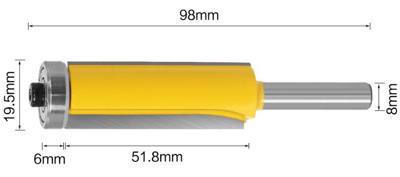 Fraise à copier torique dure carbure monobloc longue, Ø d1 - h8 : 6,0 mm,  Long. totale l1 57 mm, Long. coupe l2 9 mm, Dégagement : 21 mm - Outillage  INDUSTRIE SAS